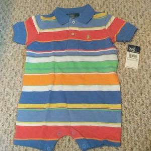 Baby 9 month Polo summer colors striped onesie